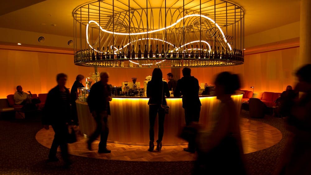 Cinema goers at the Prosecco Bar