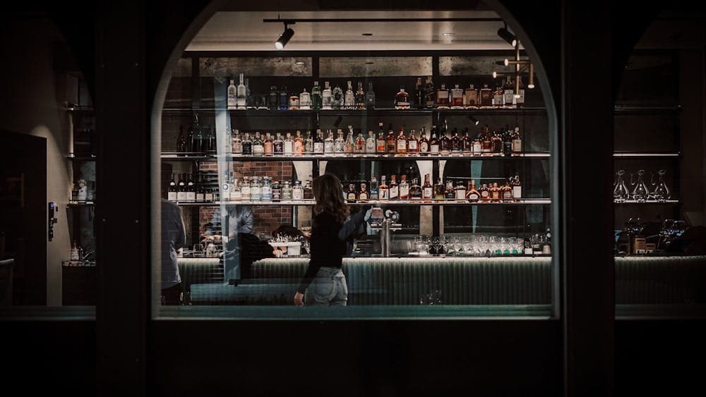 Night street view of Corella Bar