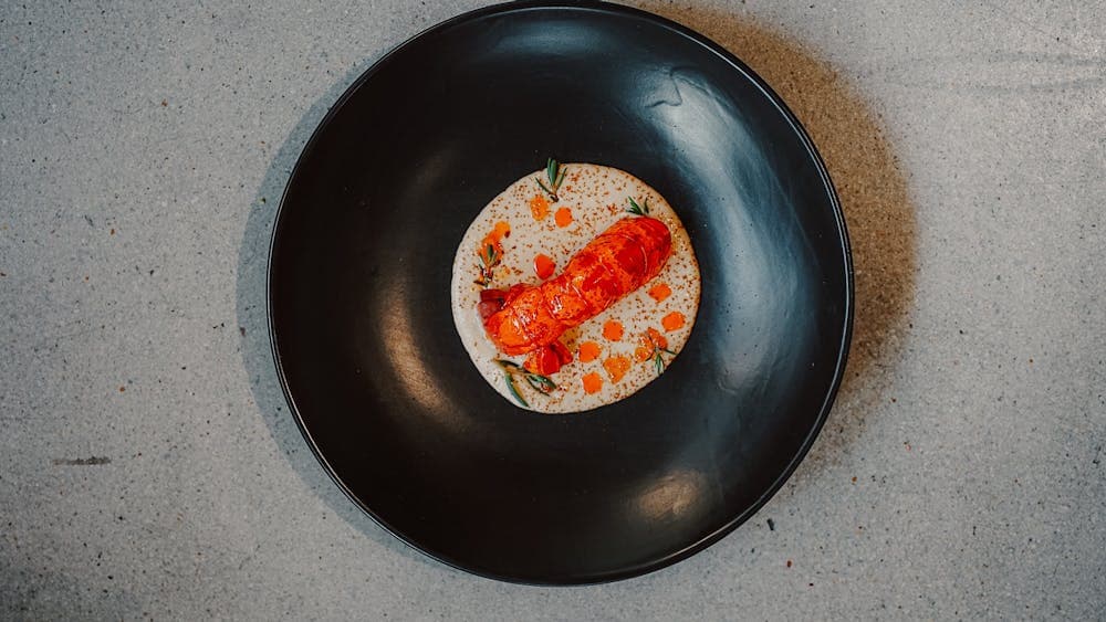 WA marron, macadamia, salmon roe, smoked oil