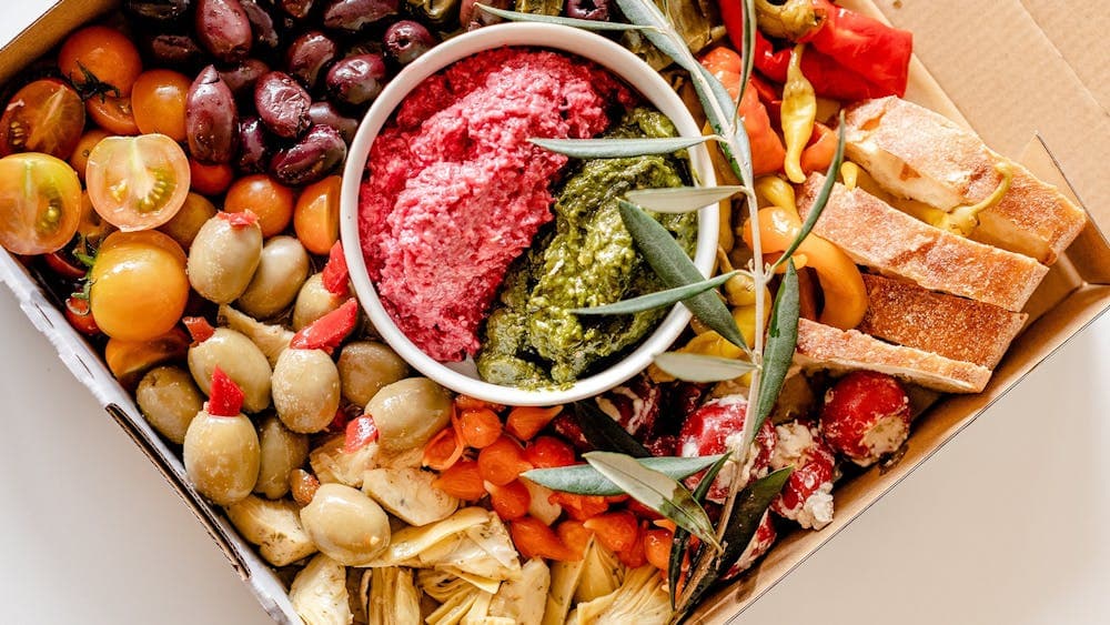 A delicious antipasto box.