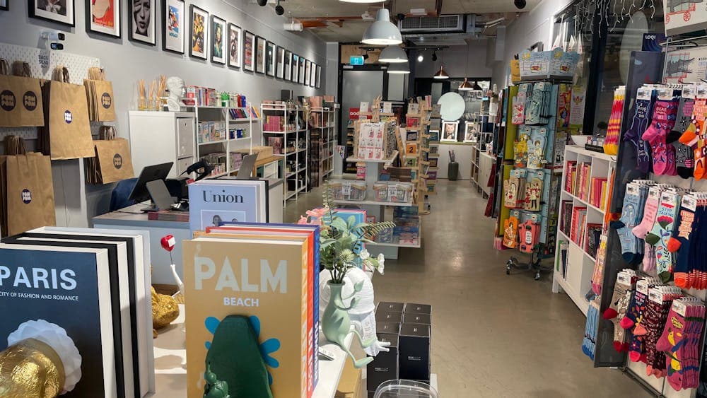 Books, socks, and stationery fill Pom Pom Store’s bright, spacious layout.