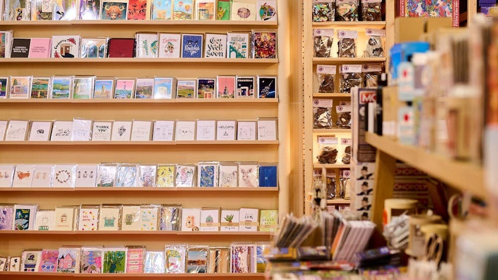 Inside POP Canberra store with locally made greeting cards, stationery and games at POP Canberra