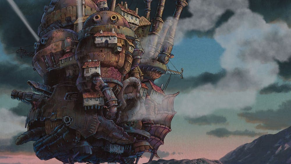 Animation of a flying dishevelled house