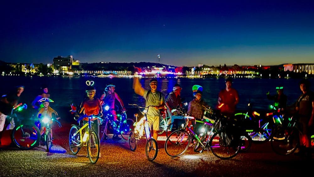 Cyclists at night