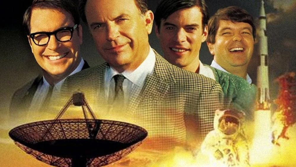 Official artwork for the film featuring all the actors with the satellite dish